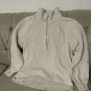 Lululemon M/L Scuba Oversized Funnel-Neck Half Zip *Long in Cream & Gold Zipper